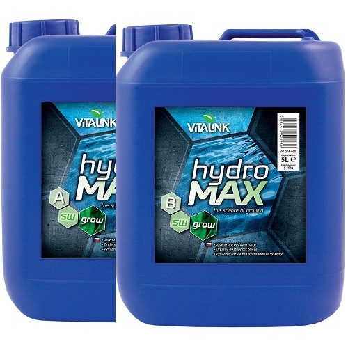 HYDRO MAX GROW A+B SW 5L VITALINK - engrais liquide de croissance en 2 parties pour cultures hydroponiques