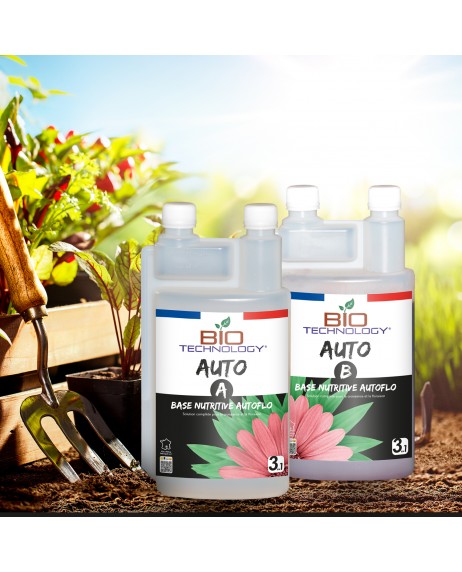 Auto A+B 250ml Bio-Technology - engrais minéral autofloraison : pour plantes à cycle court, haut rendement et floraison automatique.