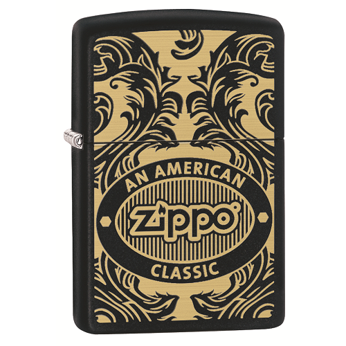 ZIPPO SCROLL NOIR ET DORE - briquet tempête