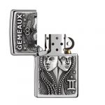 BRIQUET ZIPPO GEMEAUX OUVERT